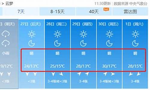 湖北孝感云梦天气预报15天_云梦天气预报15天气报